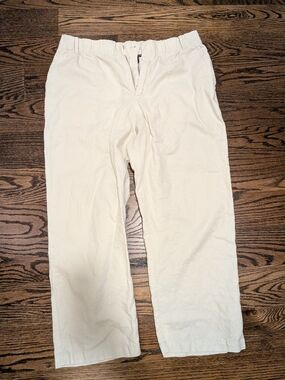 GAP Women's Cream Elastic-Waist With Belt Loops Linen Pants